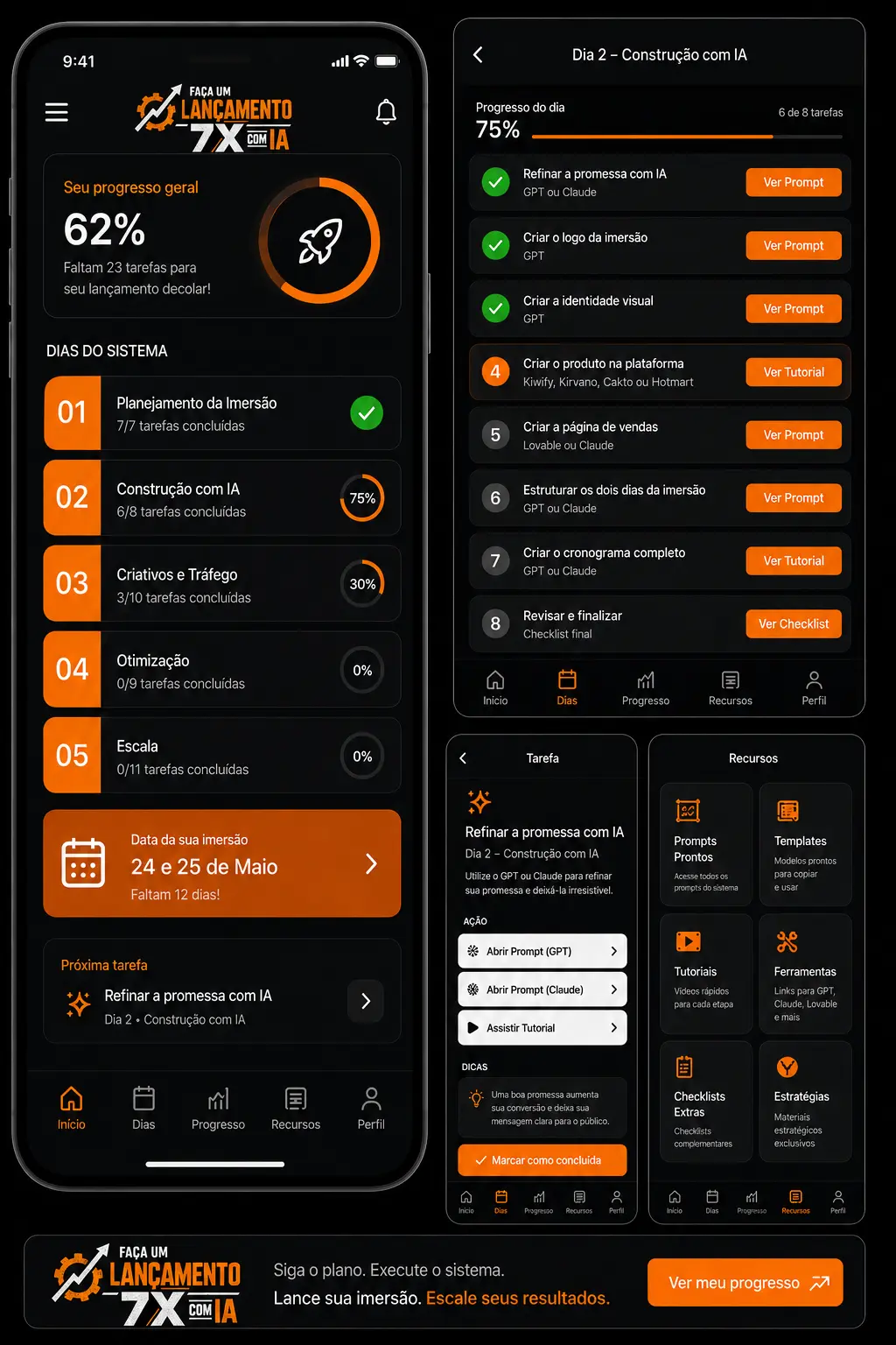 Aplicativo do Sistema 7X com IA — checklist, prompts e progresso do lançamento